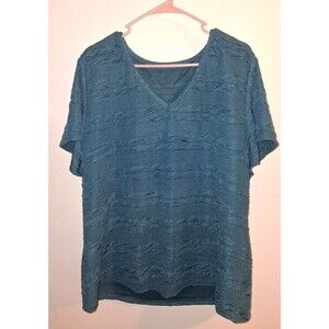Shein Teal Short Sleeve V-neck Blouse Sz 3XL